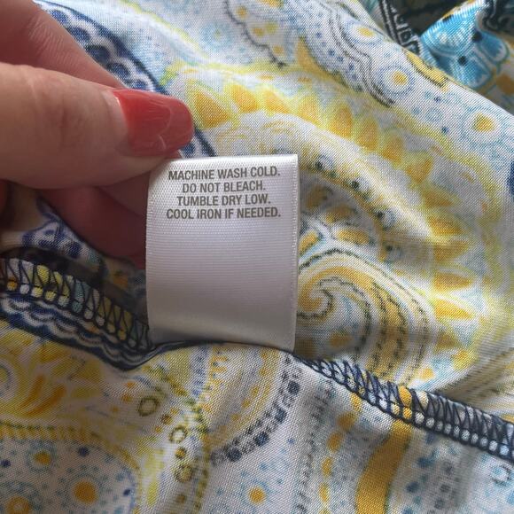 Roz & Ali Blue / Yellow Patterned Tank Top Size 2X - Picture 5 of 10